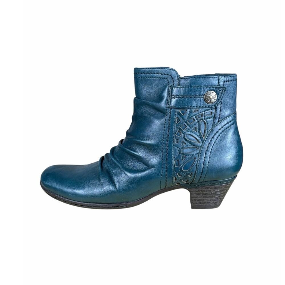 Rockport Teal Leather Boho Ankle Booties Womens 7M Comfort Low Heel